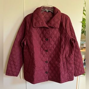 Lands End Large Insulated Packable Quilted Barn Jacket in Burgundy